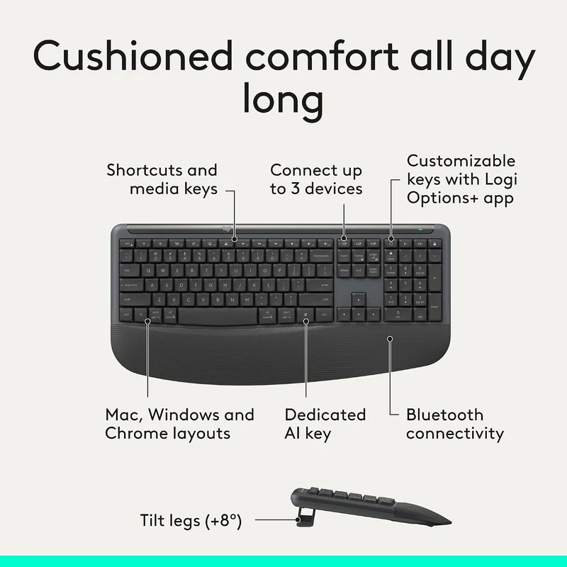 Logitech Signature Comfort Plus Combo MK880 Full-Size Keyboard & Mouse with Integrated Palm Rest (Graphite)