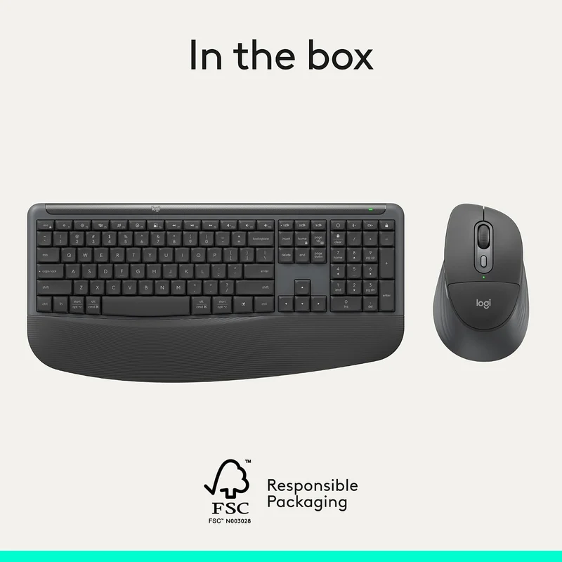 Logitech Signature Comfort Plus Combo MK880 Full-Size Keyboard & Mouse with Integrated Palm Rest (Graphite)