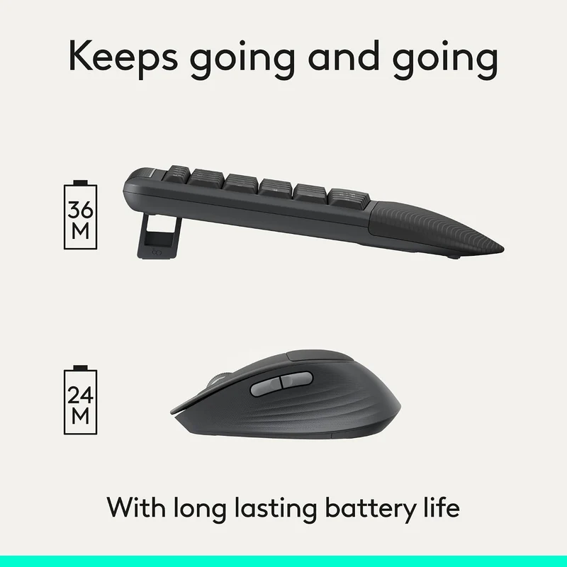 Logitech Signature Comfort Plus Combo MK880 Full-Size Keyboard & Mouse with Integrated Palm Rest (Graphite)