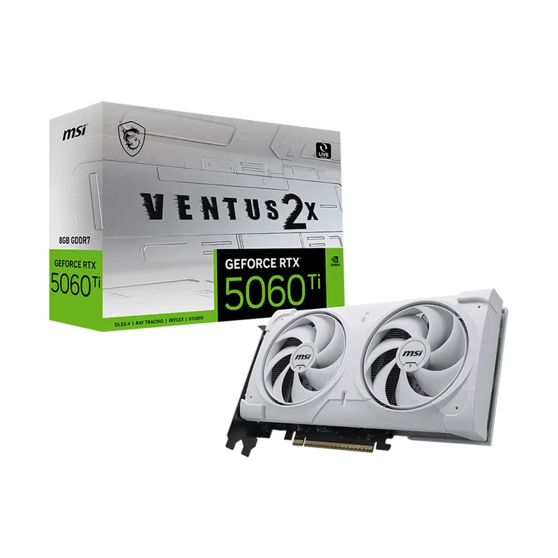 MSI GeForce RTX 5060 Ti 8GB Ventus 2X Plus GDDR7 Graphics Card (White)