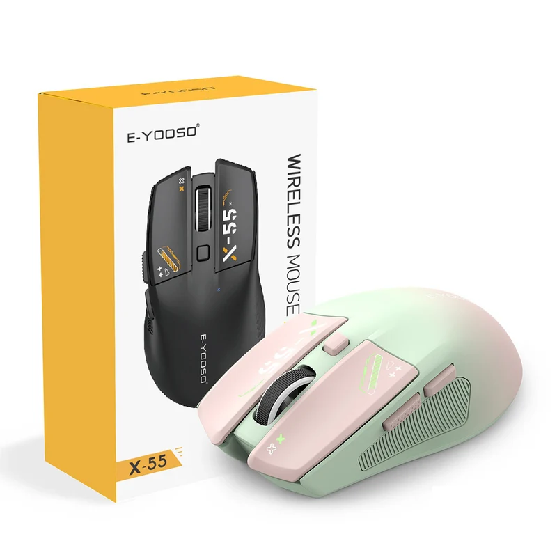 E-Yooso X-55 Ergonomic Wireless Mouse (Black, White, Green)