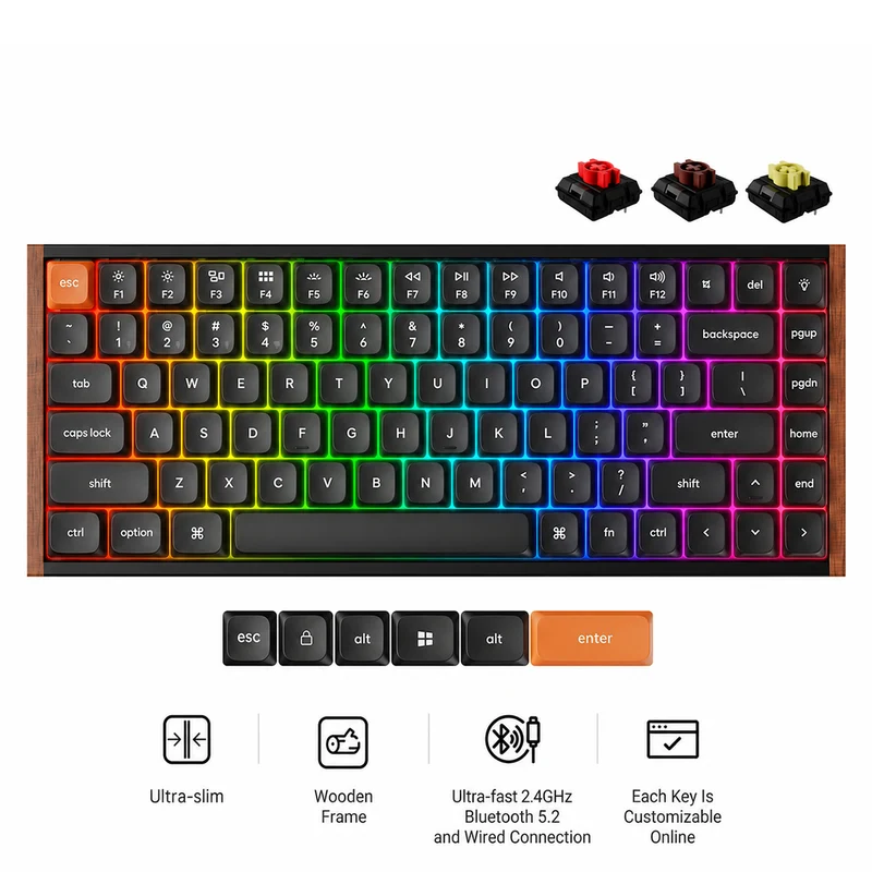 Keychron K3 Max SE QMK Wireless Hot-Swappable RGB Custom Mechanical Keyboard - Black (Keychron Milk POM Red Switch, Keychron Milk POM Brown Switch, Keychron Milk POM Banana Switch)