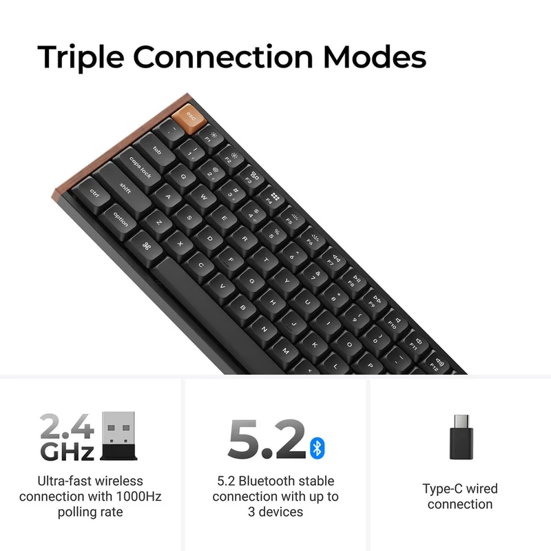 Keychron K3 Max SE QMK Wireless Hot-Swappable RGB Custom Mechanical Keyboard - Black (Keychron Milk POM Red Switch, Keychron Milk POM Brown Switch, Keychron Milk POM Banana Switch)