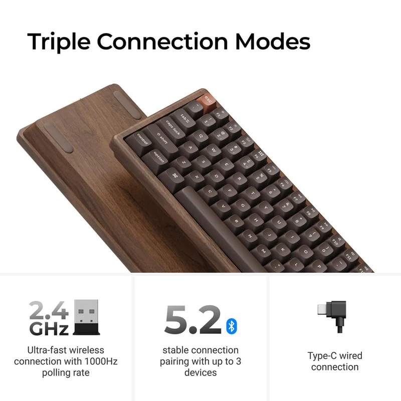 Keychron K2 HE 75% Wireless Hot-Swappable RGB Magnetic Switch Custom Keyboard - All-Wood Special Edition (Gateron Double-Rail Magnetic Nebula Switch) (K2H-F1W)