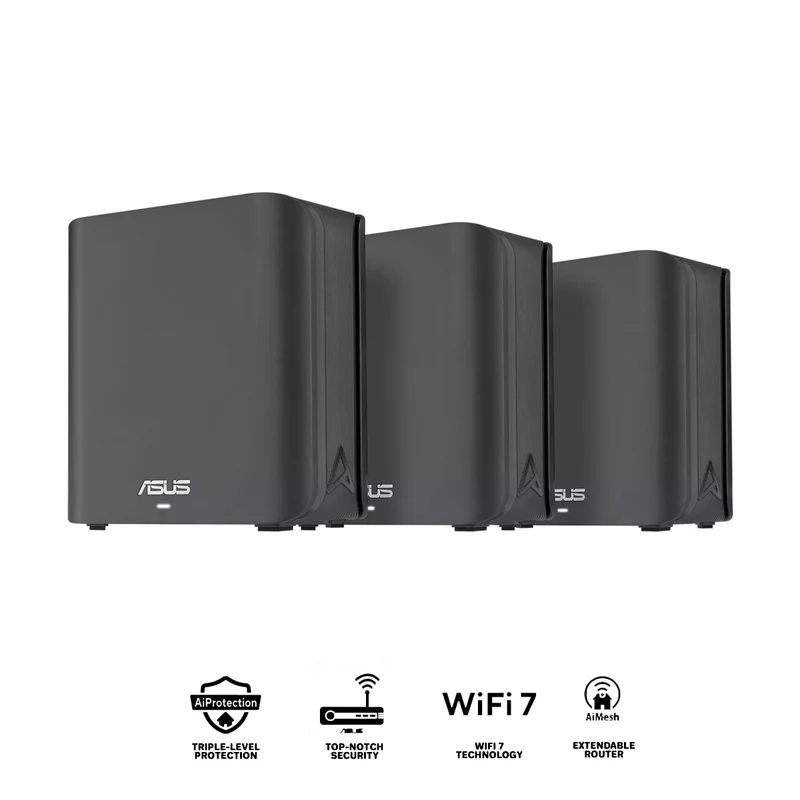 Asus ZenWiFi BD4 BE3600 Dual-Band WiFi 7 Whole Home Mesh System Extendable Router (3-Pack) (Black)