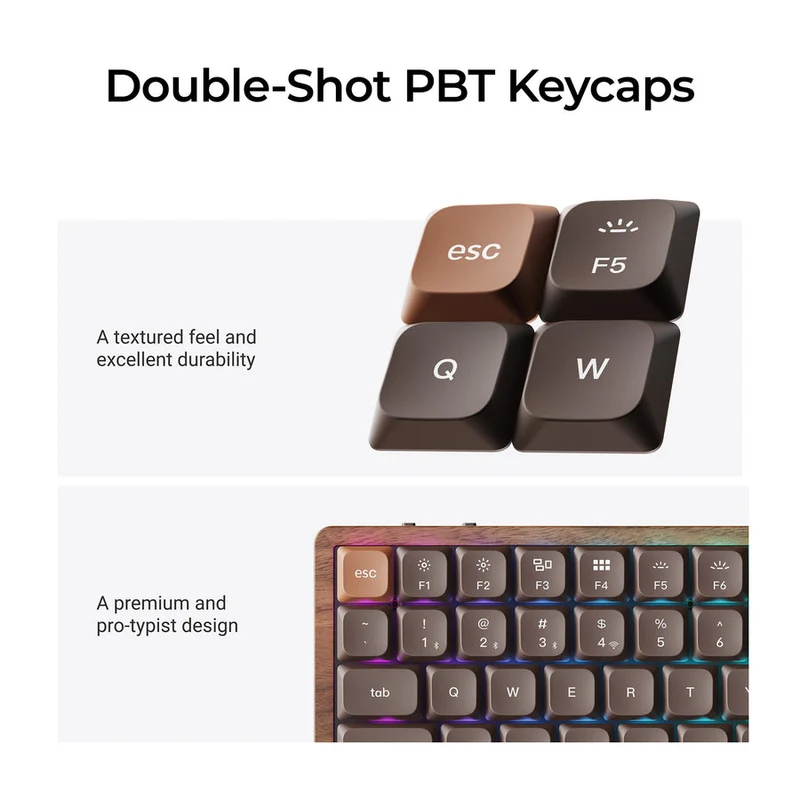 Keychron K3 Max QMK Wireless Hot-Swappable RGB Custom Mechanical Keyboard - All-Wood Special Edition (Keychron Milk POM Red Switch, Keychron Milk POM Brown Switch) (K3M-H1W, K3M-H3W)