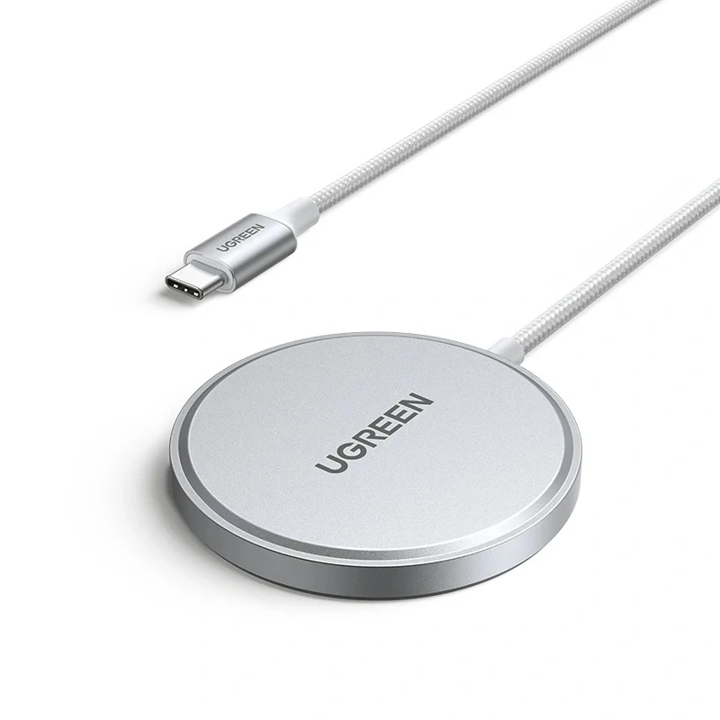 Ugreen Qi2 15W Magnetic Wireless Charger for iPhone & AirPods (Silver) (W703/35565)