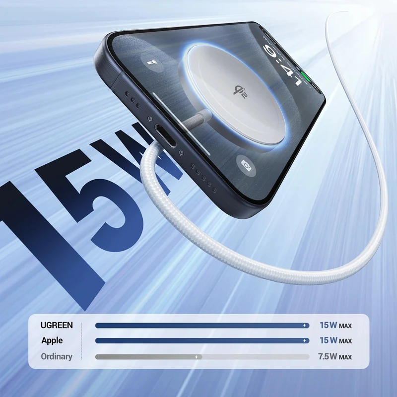 Ugreen Qi2 15W Magnetic Wireless Charger for iPhone & AirPods (Silver) (W703/35565)