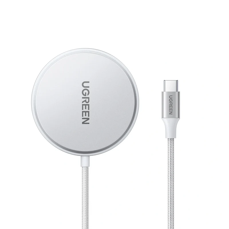 Ugreen Qi2 15W Magnetic Wireless Charger for iPhone & AirPods (Silver) (W703/35565)
