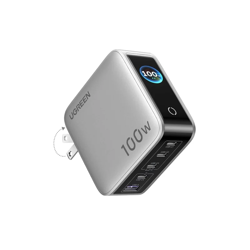 Ugreen Nexode Pro 100W 5-Port 4xUSB-C + 1xUSB-A GaN Fast Charger with Smart Display (Silver Grey) (X773/65619B)