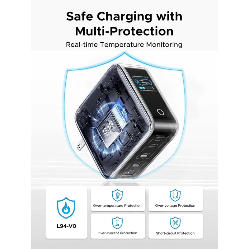 Ugreen Nexode Pro 100W 5-Port 4xUSB-C + 1xUSB-A GaN Fast Charger with Smart Display (Silver Grey) (X773/65619B)