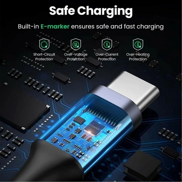 Ugreen USB-C to USB-C 5A/100W PD Fast Charging Braided Cable - 1m (Orange, Black, White)