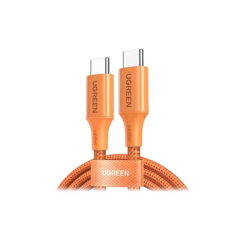Ugreen USB-C to USB-C 5A/100W PD Fast Charging Braided Cable - 1m (Orange, Black, White)