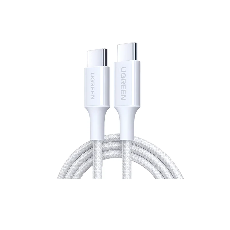 Ugreen USB-C to USB-C 3A/60W PD Fast Charging Braided Cable - 2m (Black, White)