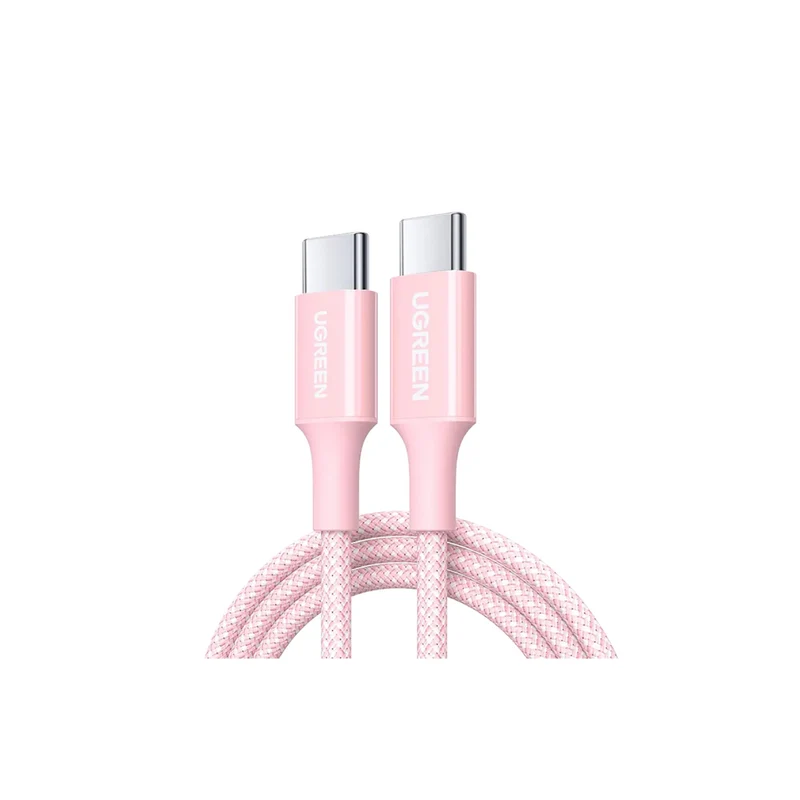 Ugreen USB-C to USB-C 3A/60W PD Fast Charging Braided Cable - 1m (Black, Pink, Titanium Gray, White, Blue)