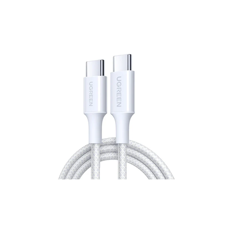 Ugreen USB-C to USB-C 3A/60W PD Fast Charging Braided Cable - 1m (Black, Pink, Titanium Gray, White, Blue)
