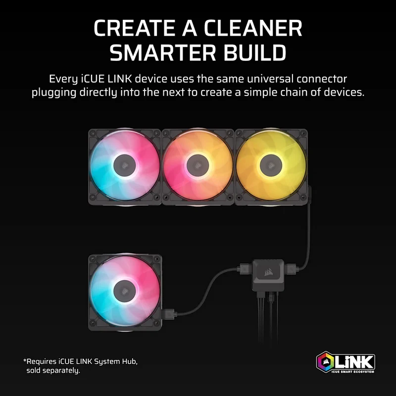 Corsair iCue LINK RX120 II RGB 120mm High-Performance PWM Fan Expansion (Single Pack) (Black, White) (CO-9051057-WW, CO-9051058-WW)