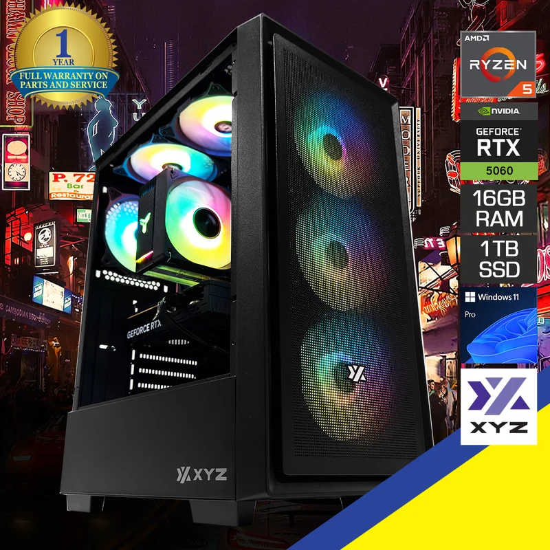 Sigma Airone Black Desktop Gaming PC | AMD Ryzen 5 7500F | 16GB (2x8GB) RAM | 1TB SSD | RTX 5060 | Windows 11 Pro