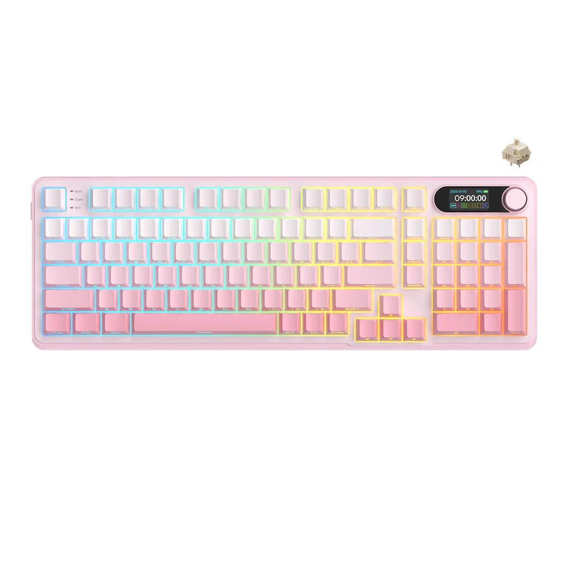 Royal Kludge RK-S98 Tri-Mode RGB 98 Keys Hot Swappable Mechanical Keyboard Pink Gradient (Cream Switch)