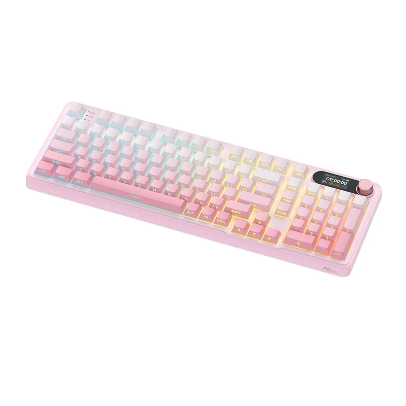 Royal Kludge RK-S98 Tri-Mode RGB 98 Keys Hot Swappable Mechanical Keyboard Pink Gradient (Cream Switch)