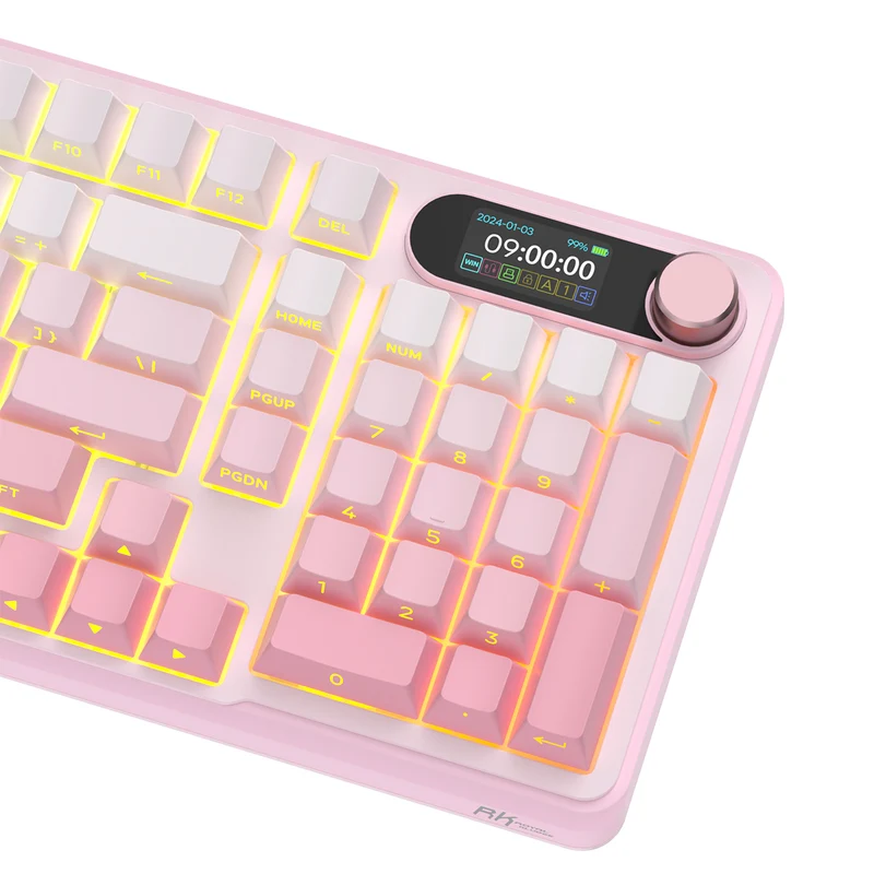 Royal Kludge RK-S98 Tri-Mode RGB 98 Keys Hot Swappable Mechanical Keyboard Pink Gradient (Cream Switch)