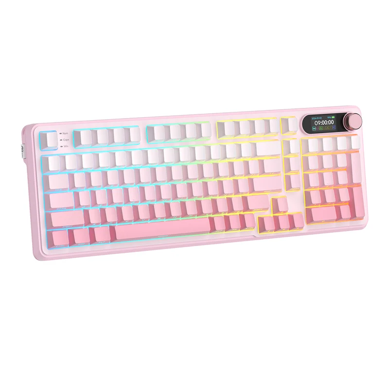 Royal Kludge RK-S98 Tri-Mode RGB 98 Keys Hot Swappable Mechanical Keyboard Pink Gradient (Cream Switch)