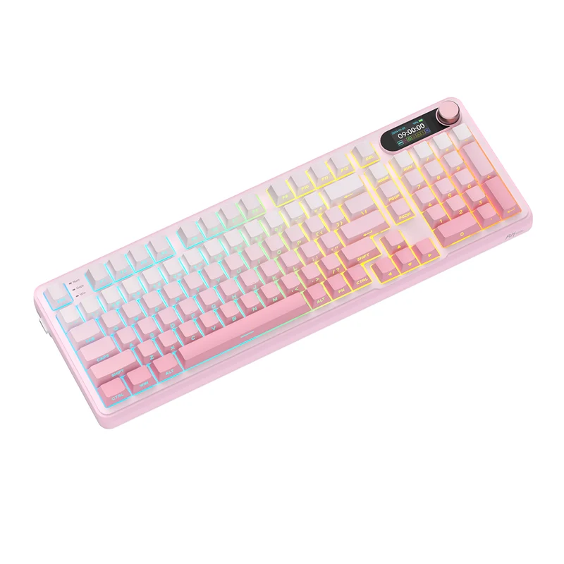 Royal Kludge RK-S98 Tri-Mode RGB 98 Keys Hot Swappable Mechanical Keyboard Pink Gradient (Cream Switch)