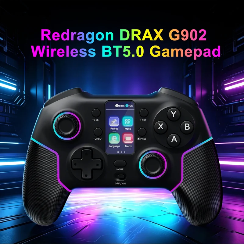 Redragon G902 Drax Wireless LCD Display Controller with RGB Backlight (Black)