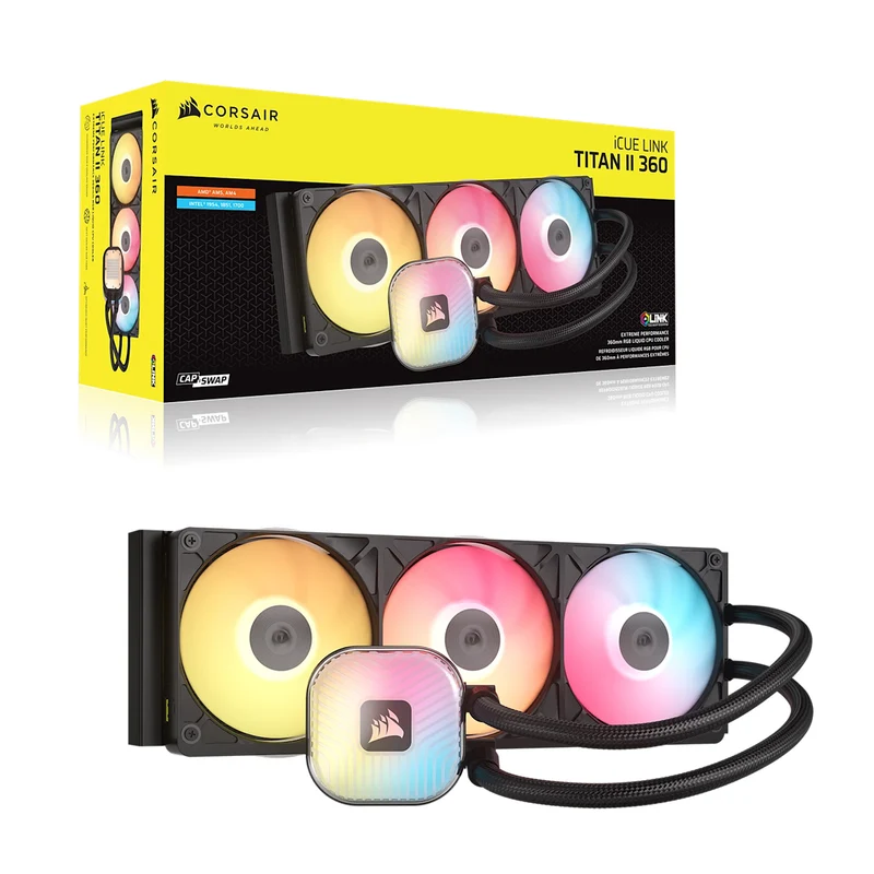 Corsair iCUE LINK TITAN II 360 RX RGB AIO Liquid CPU Cooler (Black, White) (CW-9061037-WW, CW-9061038-WW)