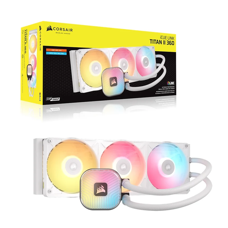 Corsair iCUE LINK TITAN II 360 RX RGB AIO Liquid CPU Cooler (Black, White) (CW-9061037-WW, CW-9061038-WW)