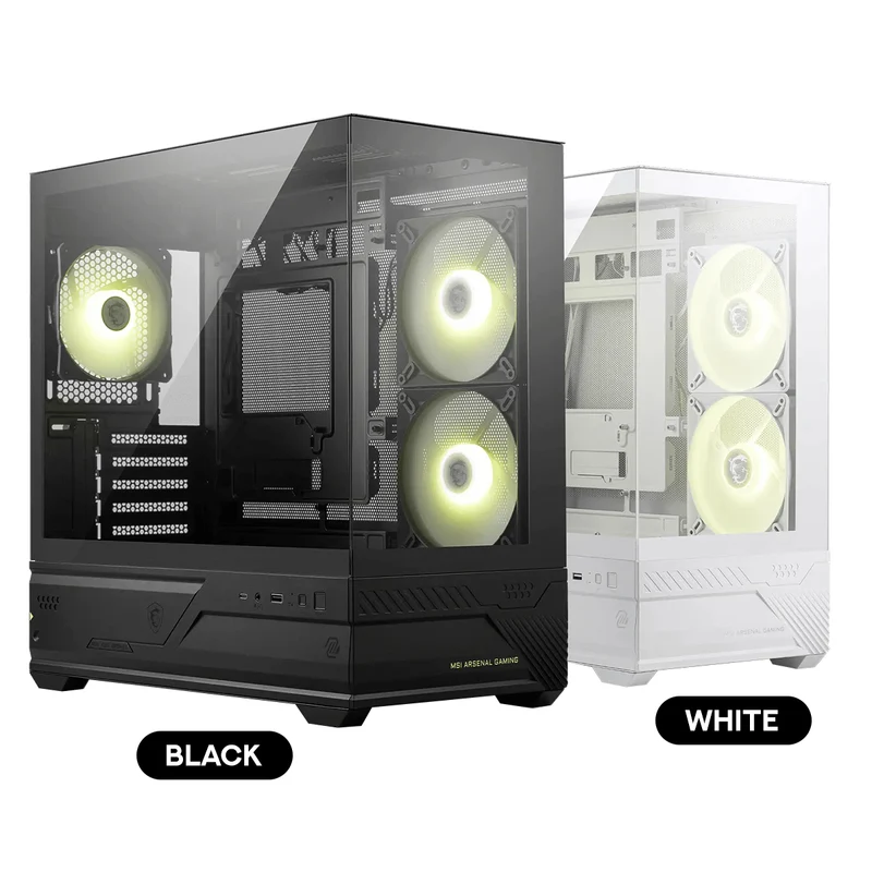 MSI MAG PANO M110R Mini Tower Micro-ATX/Mini-ITX PC Case (Black, White)
