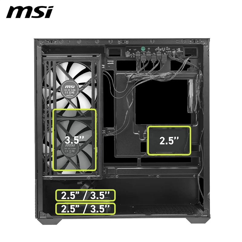 MSI MAG PANO M110R Mini Tower Micro-ATX/Mini-ITX PC Case (Black, White)
