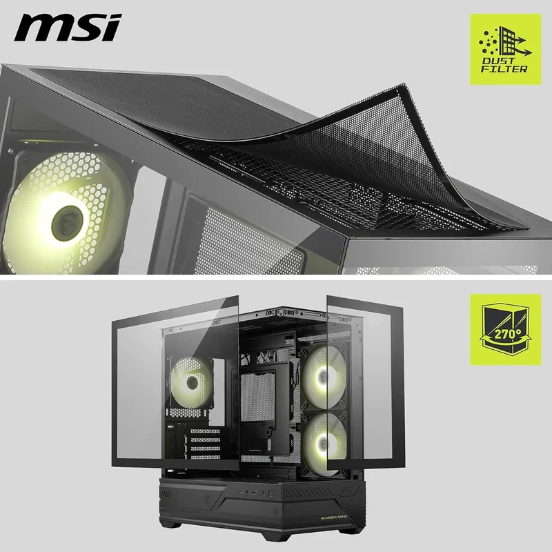 MSI MAG PANO M110R Mini Tower Micro-ATX/Mini-ITX PC Case (Black, White)