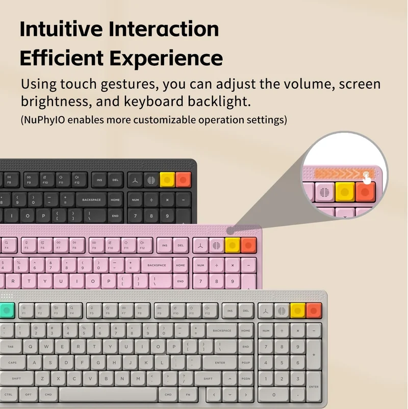 NuPhy Node100 Low-Profile Hot-Swappable Full-Size Tri-Mode Wireless Mechanical Keyboard (Ink Gray) (Blush Nano Switch, Red Nano Switch)