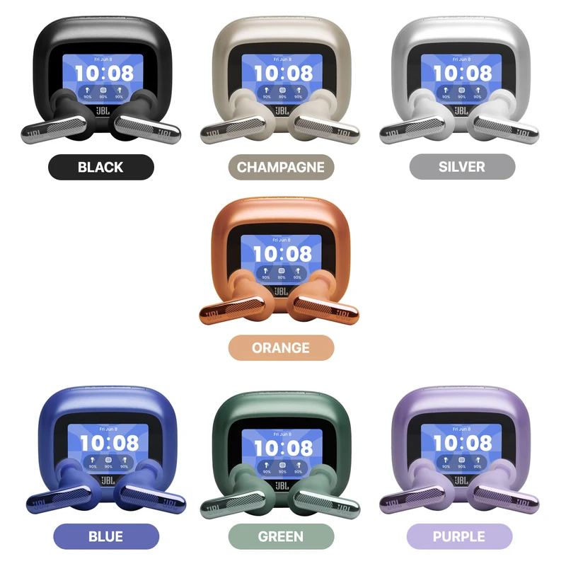 JBL Live Beam 4 True Wireless Noise Cancelling Earbuds with Smart Charging Case (Black, Blue, Champagne, Green, Orange, Purple, Silver)