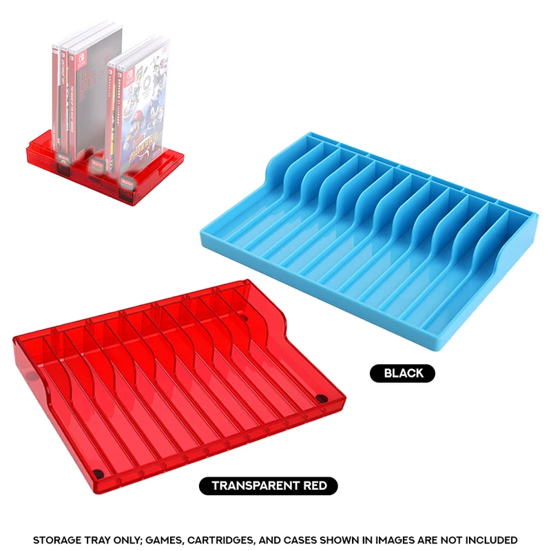 Dobe 2-in-1 Game Card Storage Tray for Nintendo Switch / Nintendo Switch 2 TNS-51122 (Blue, Transparent Red)