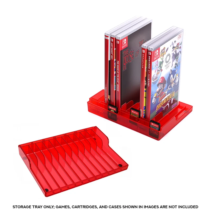 Dobe 2-in-1 Game Card Storage Tray for Nintendo Switch / Nintendo Switch 2 TNS-51122 (Blue, Transparent Red)