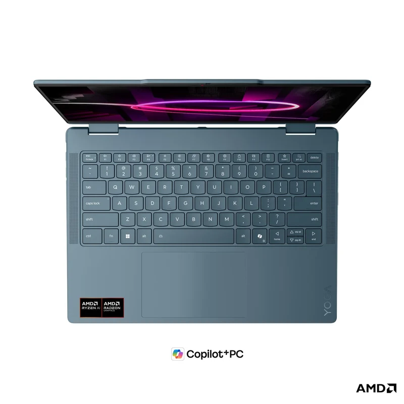 Lenovo Yoga 7 2-in-1 14AGP11 83TD001QPH Copilot+ PC Laptop (Tidal Teal) | 14" WUXGA (1920x1200) OLED | Ryzen AI 7 445 | 24GB RAM | 1TB SSD | AMD Radeon 840M Graphics | Win 11 Home | MS Office Home 2024 + MS 365 Basic+Pen Gen 2 w/ Case+Tote Sleeve 14" Blue