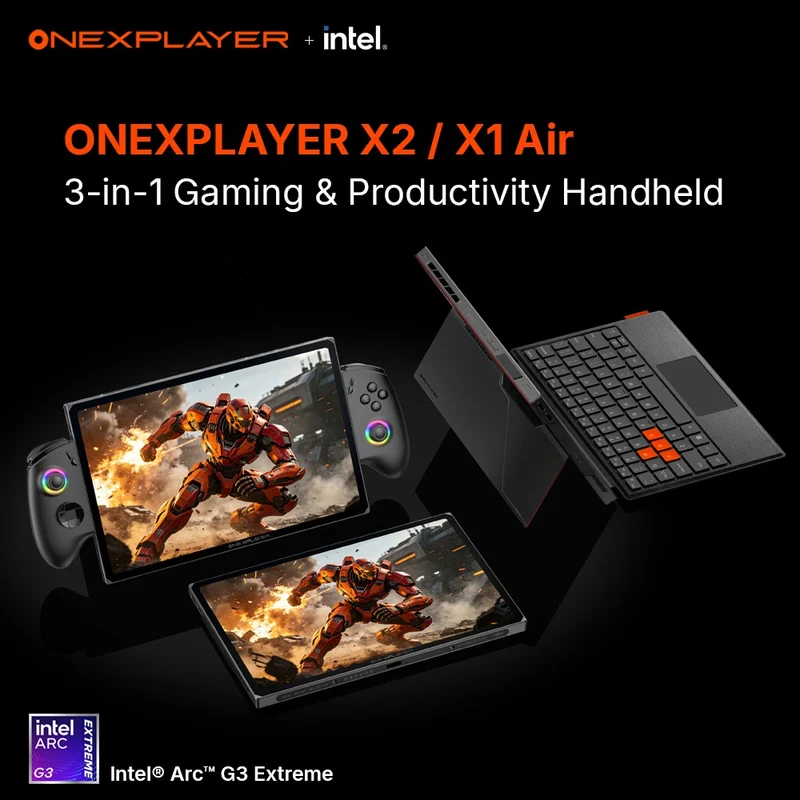 OneXPlayer X2 Intel Arc G3 Extreme 10.95" (2560x1600) LTPS Display 120Hz 48GB LPDDR5X 7500MT/s 1TB M.2 2280 PCIe 4.0x4 SSD Windows 11 3-in-1 Handheld Console + Storage Case + Magnetic Keyboard