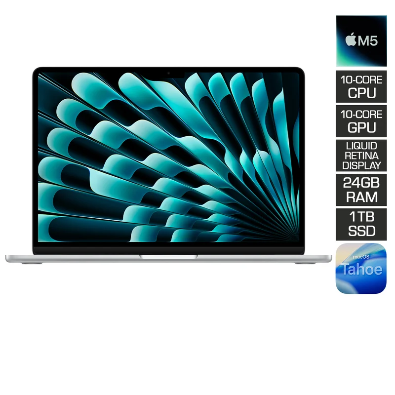 Apple MacBook Air 13" 24GB+1TB M5 Chip with 10-Core CPU & 10-Core GPU (Silver) (MDH94PP/A)