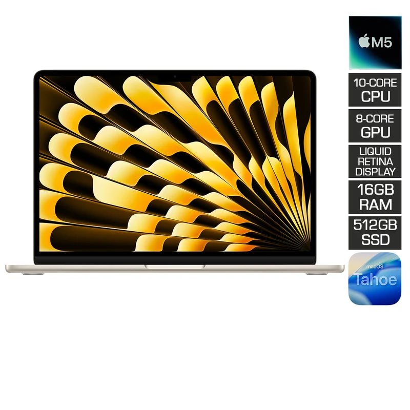 Apple MacBook Air 13" 16GB+512GB M5 Chip with 10-Core CPU & 8-Core GPU (Starlight) (MDHA4PP/A)