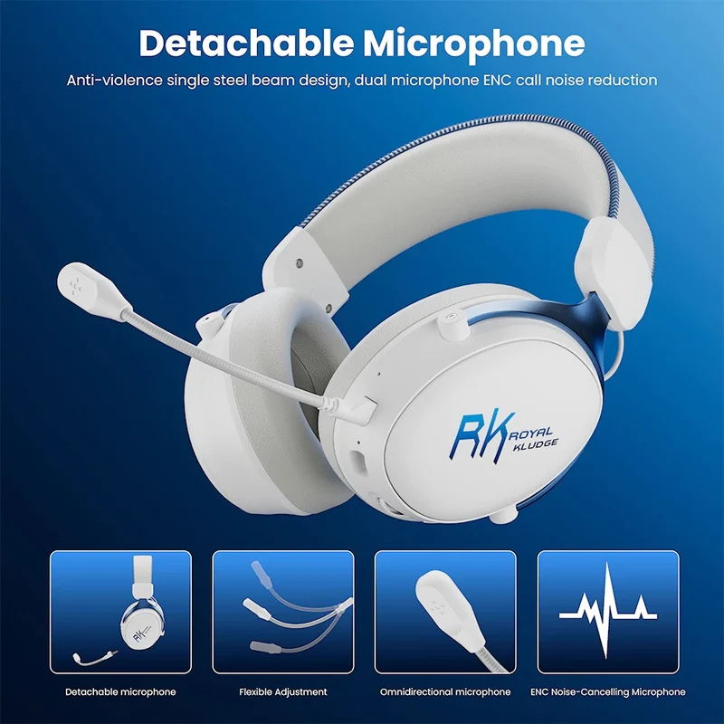 Royal Kludge RK HG105 Quad-Mode Gaming Headphone (Cyborg White, Black Ops)