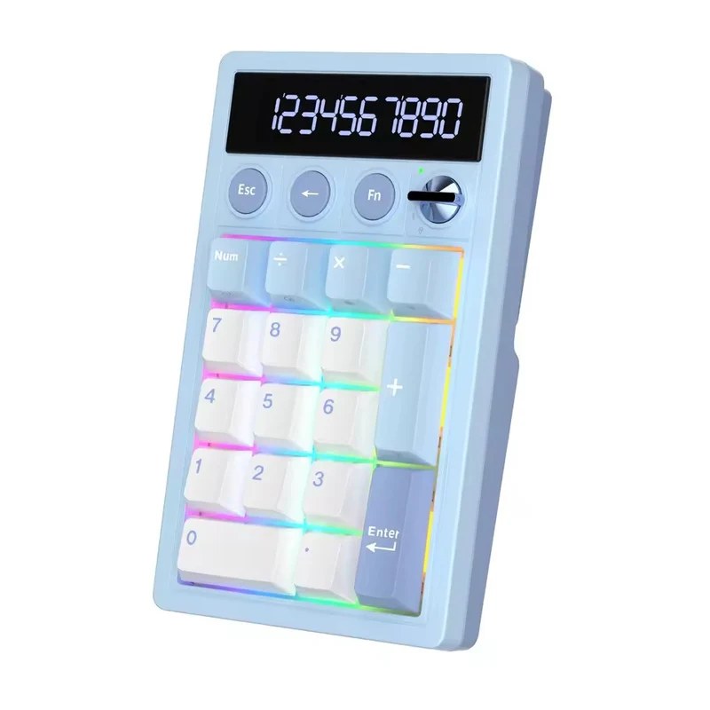 Royal Kludge M20 Tri-Mode RGB 2-in-1 Numeric KeyPad & Calculator Rhythm Blue (Cream Switch, Violet Switch)