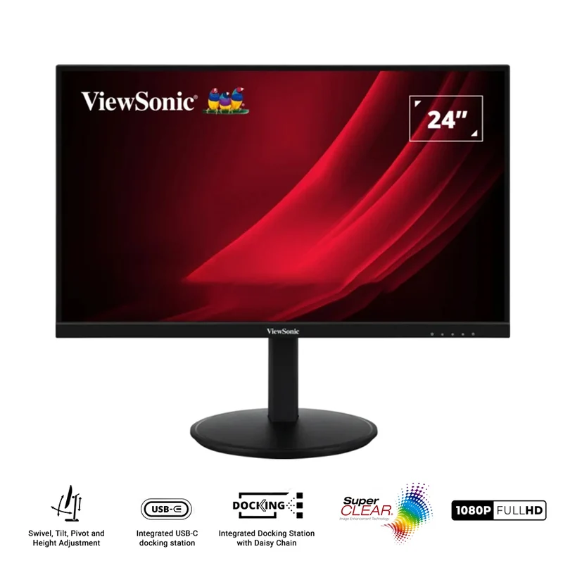 ViewSonic VG2409U-2 24" FHD (1920x1080) 100Hz 4ms GTG IPS Monitor with USB-C Docking Station and Tilt/ Height/ Swivel/ Pivot Adjustment
