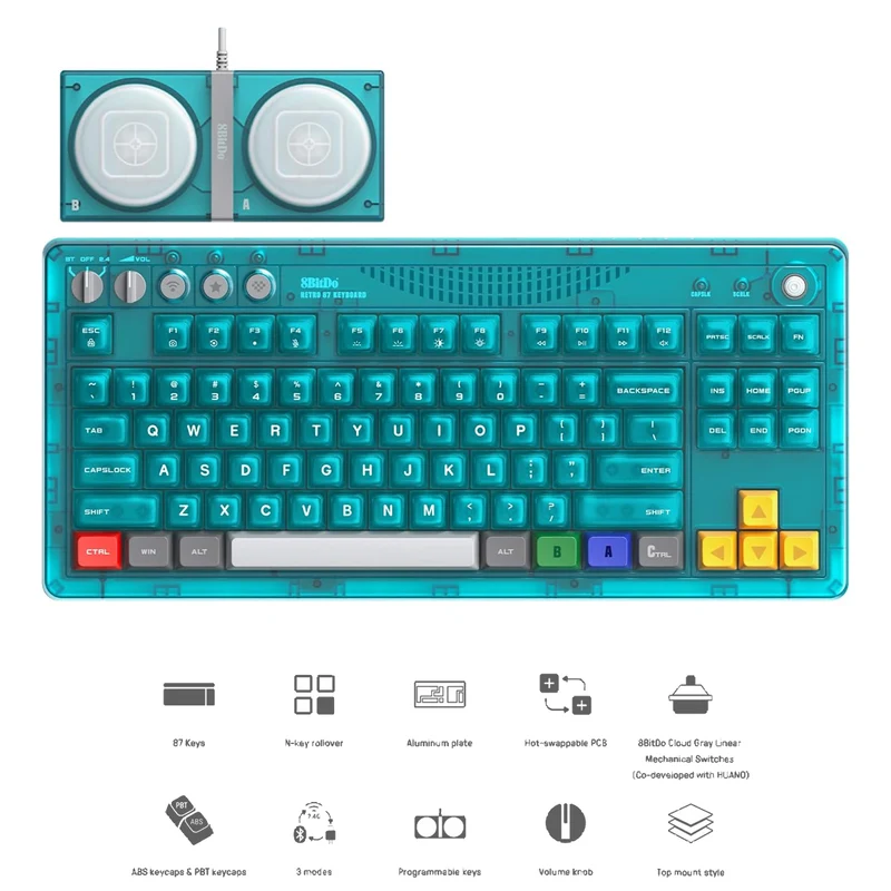 8Bitdo Retro 87 Mechanical Keyboard (Clear Blue) (85HD)