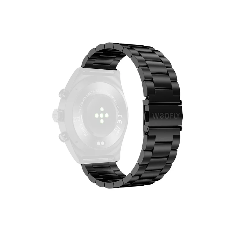 Weofly WF09 22mm Stainless Steel Watch Strap (Black, Silver) (WFWB719BL, WFWB719SL)