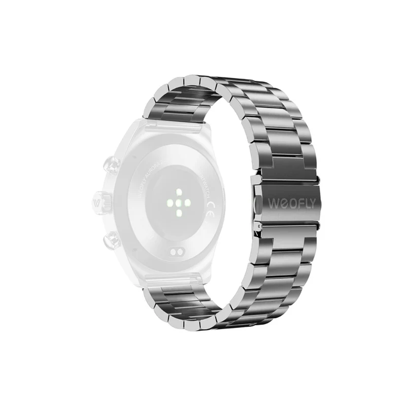 Weofly WF09 22mm Stainless Steel Watch Strap (Black, Silver) (WFWB719BL, WFWB719SL)