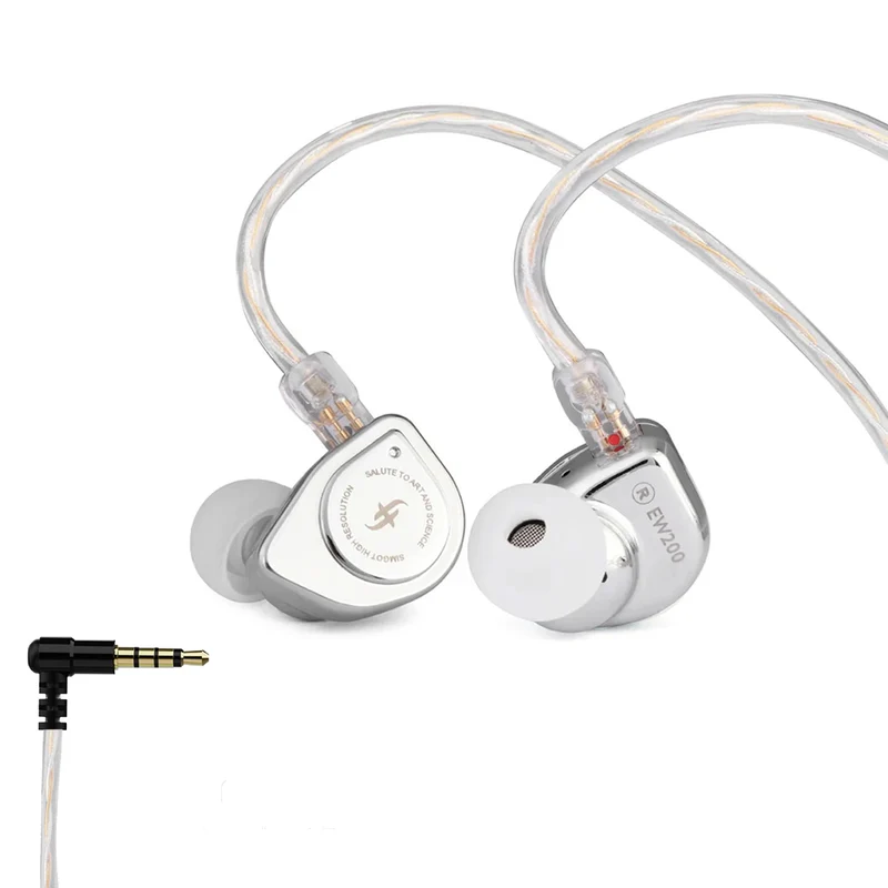 SIMGOT EW200 10mm SCP Diaphragm Dual-Magnetic-Circuit & Dual-Cavity Dynamic Driver In-Ear Earphones (Silver)