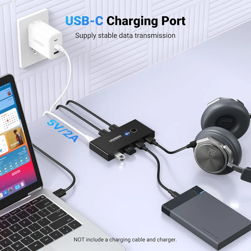 Ugreen 2-in-4 Out USB 2.0 Sharing Switch Box (Black) (US216/30767)