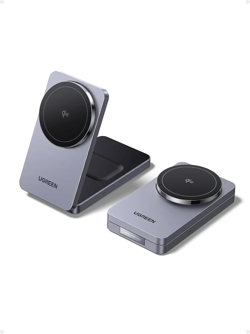 Ugreen 2-in-1 Qi2 Magnetic Wireless Foldable Charger for IPhone & AirPods (Space Gray) (W706/45023)